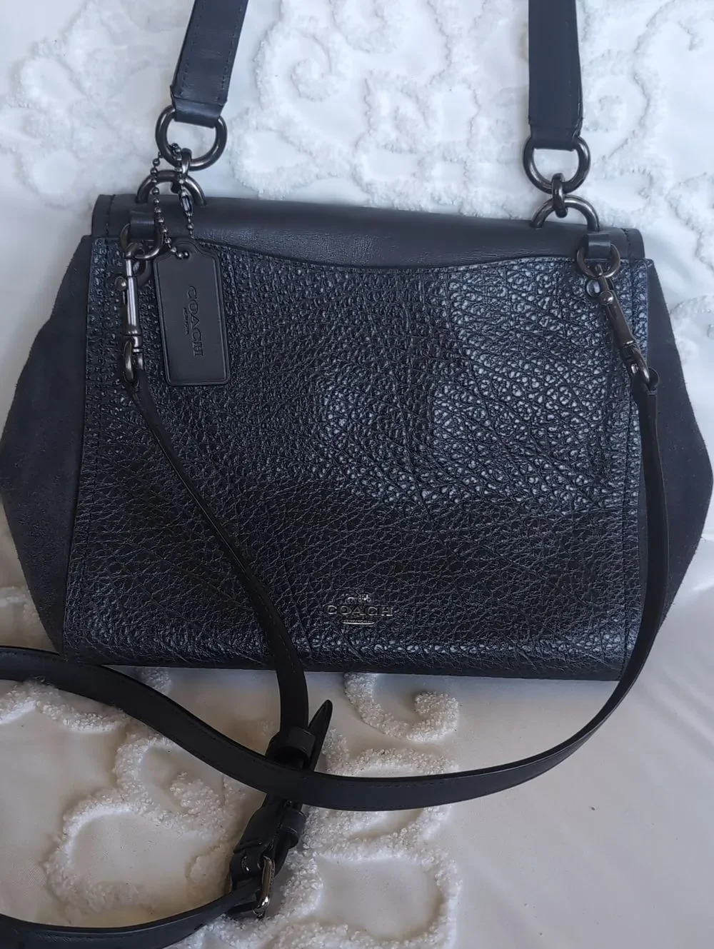 COACH Faye Slate  Embossed Buffalo Refined Calf Leather Top Handle/Crossbody Bag